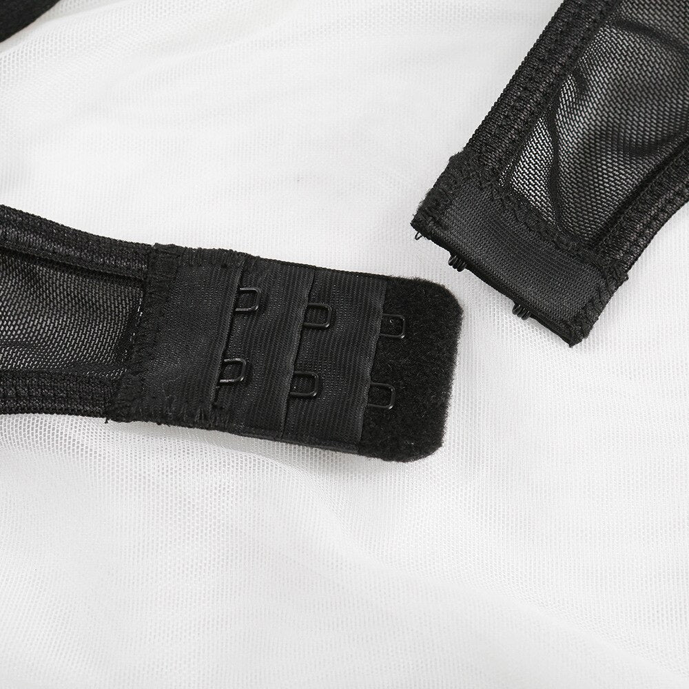 Lingerie dentelle sexy rouge noir string ficelle et soutien-gorge Transparence Fleurie